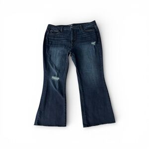 Terra & Sky Women's Blue Flared Distressed Jeans Cut Bottom Jeans - 20W